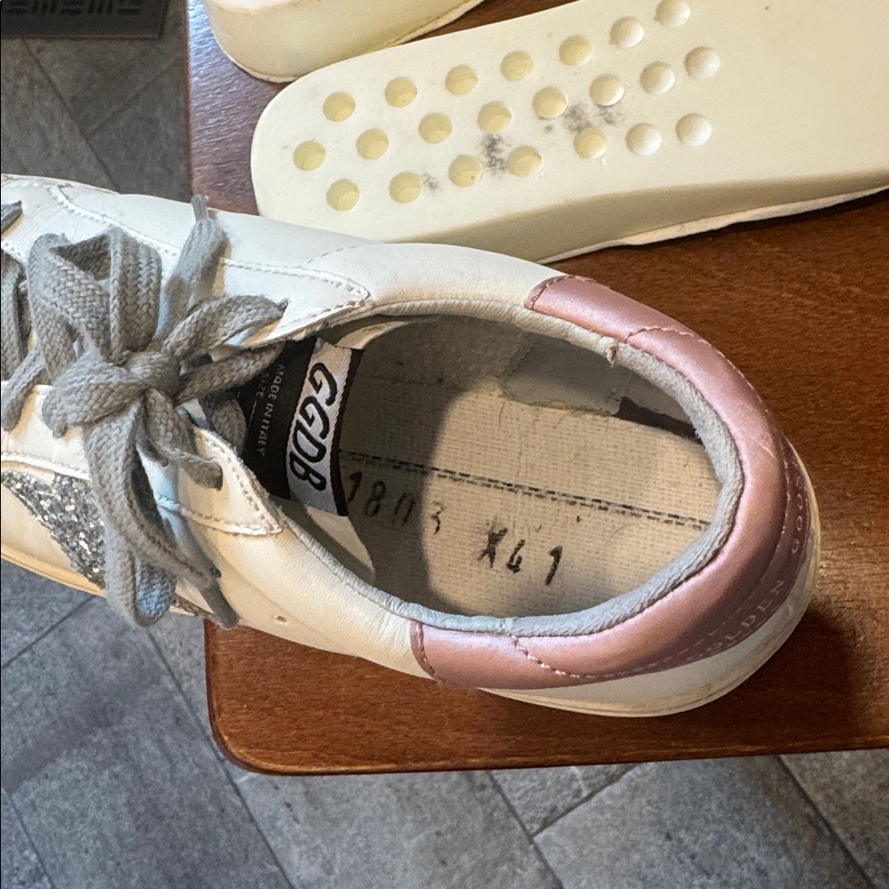 Golden Goose Hi-Star Sneakers Glitter Star "ATION WILL GET YOU” 41 pink/cream - Picture 7 of 11